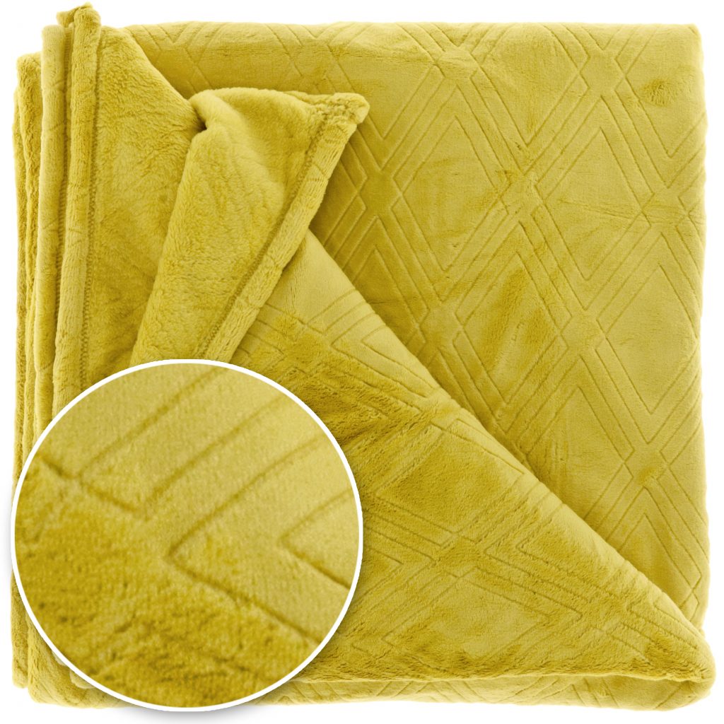 Heboučká deka s geometrickým vzorem Auke ve žluté