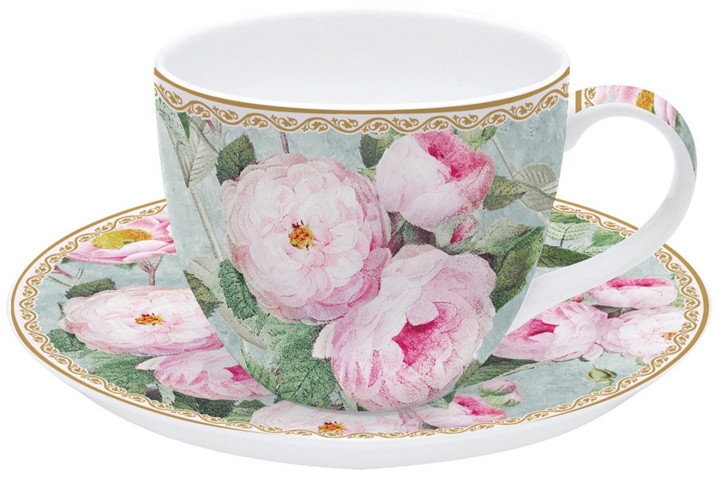 Porcelánový šálek a podšálek na čaj Roses In Bloom