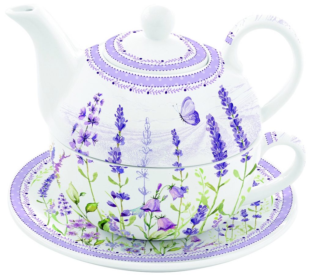 Porcelánová konvička s hrnkem Lavender Field