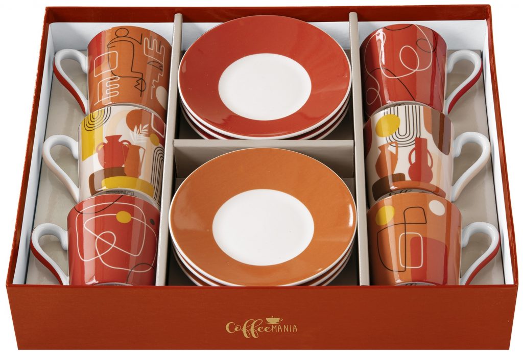 Porcelánové šálky a podšálky na kávu Terracotta