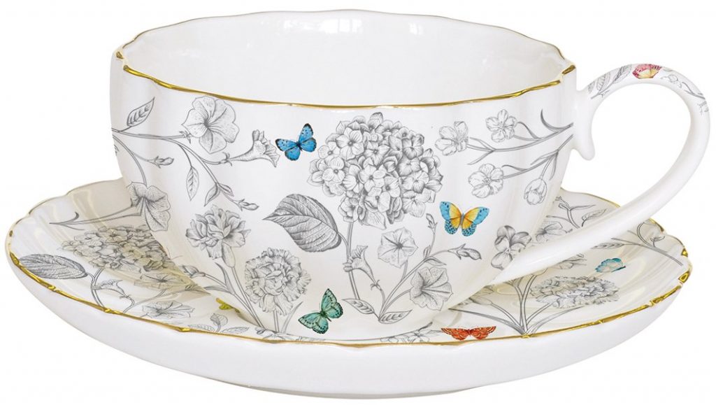 Porcelánový šálek a podšálek Fleurs Et Papillons