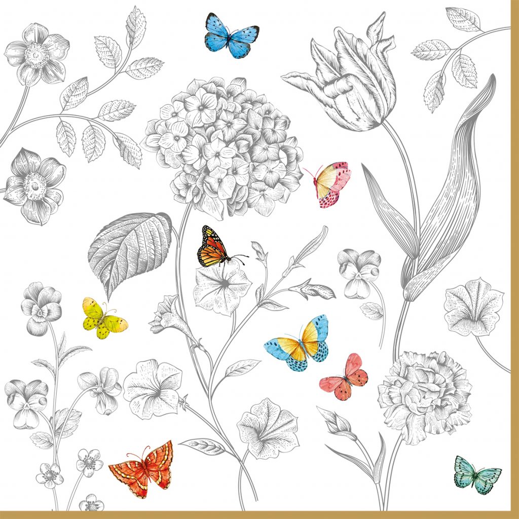 Papírový ubrousek Fleurs Et Papillons