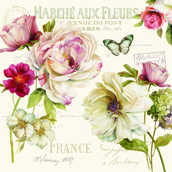 Papírový ubrousek Marche Aux Fleurs
