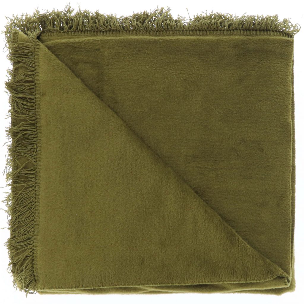 Hřejivá deka s třásněmi Nomi olivově zelená