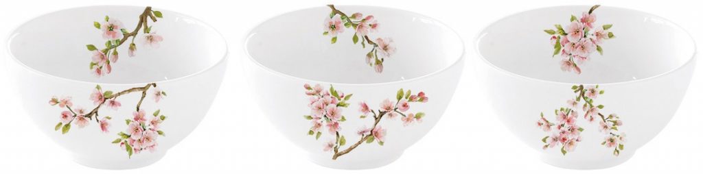 Sada tří porcelánových misek Sakura