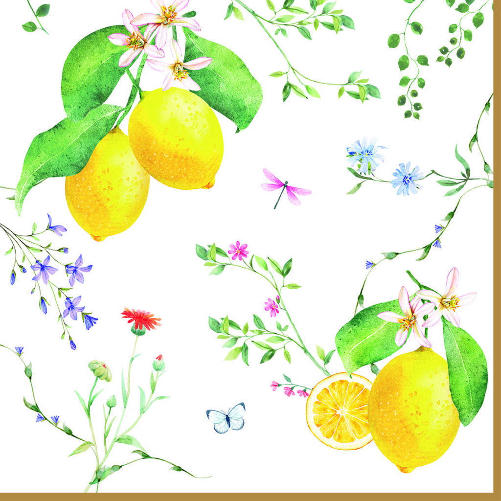 Papírový ubrousek Fleurs Et Citrons