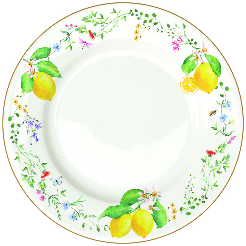 Porcelánový jídelní talíř Fleurs Et Citrons