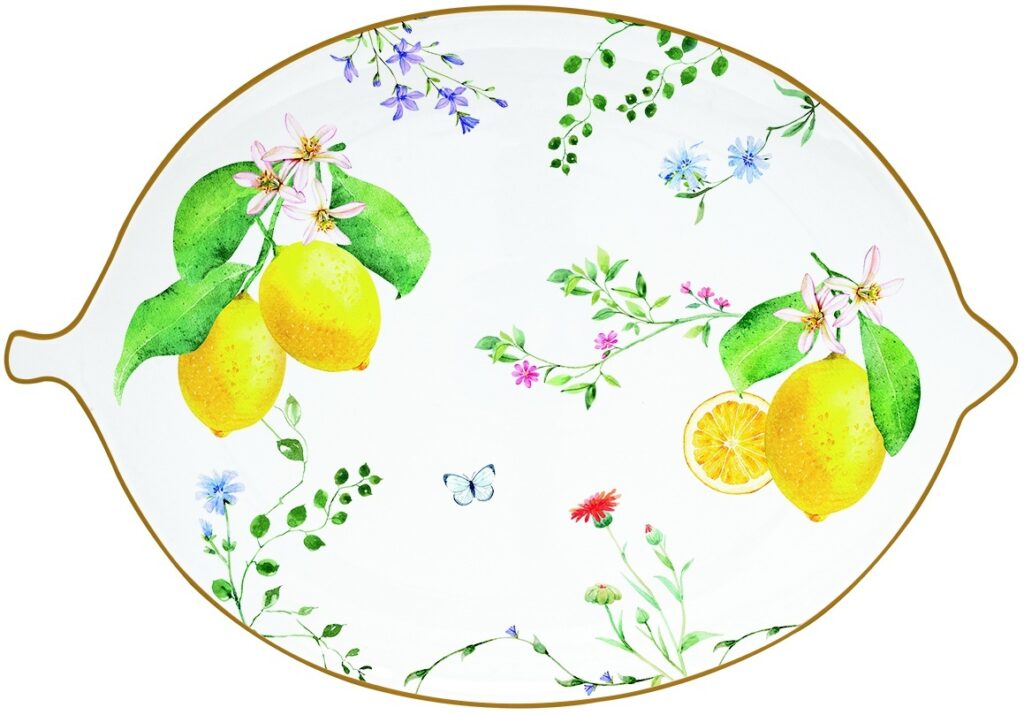 Porcelánový servírovací talíř Fleurs Et Citrons malý