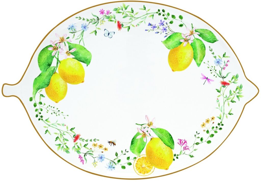 Porcelánový servírovací talíř Fleurs Et Citrons